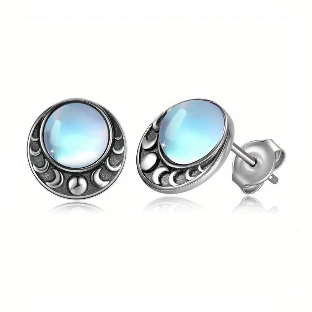 Moon Phases Stone Studs