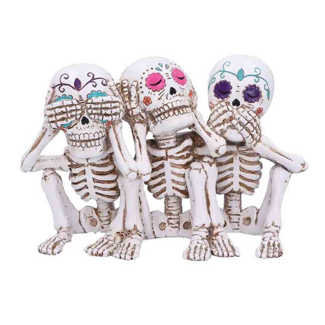 Three Wise Calaveras Skeleton Figurine