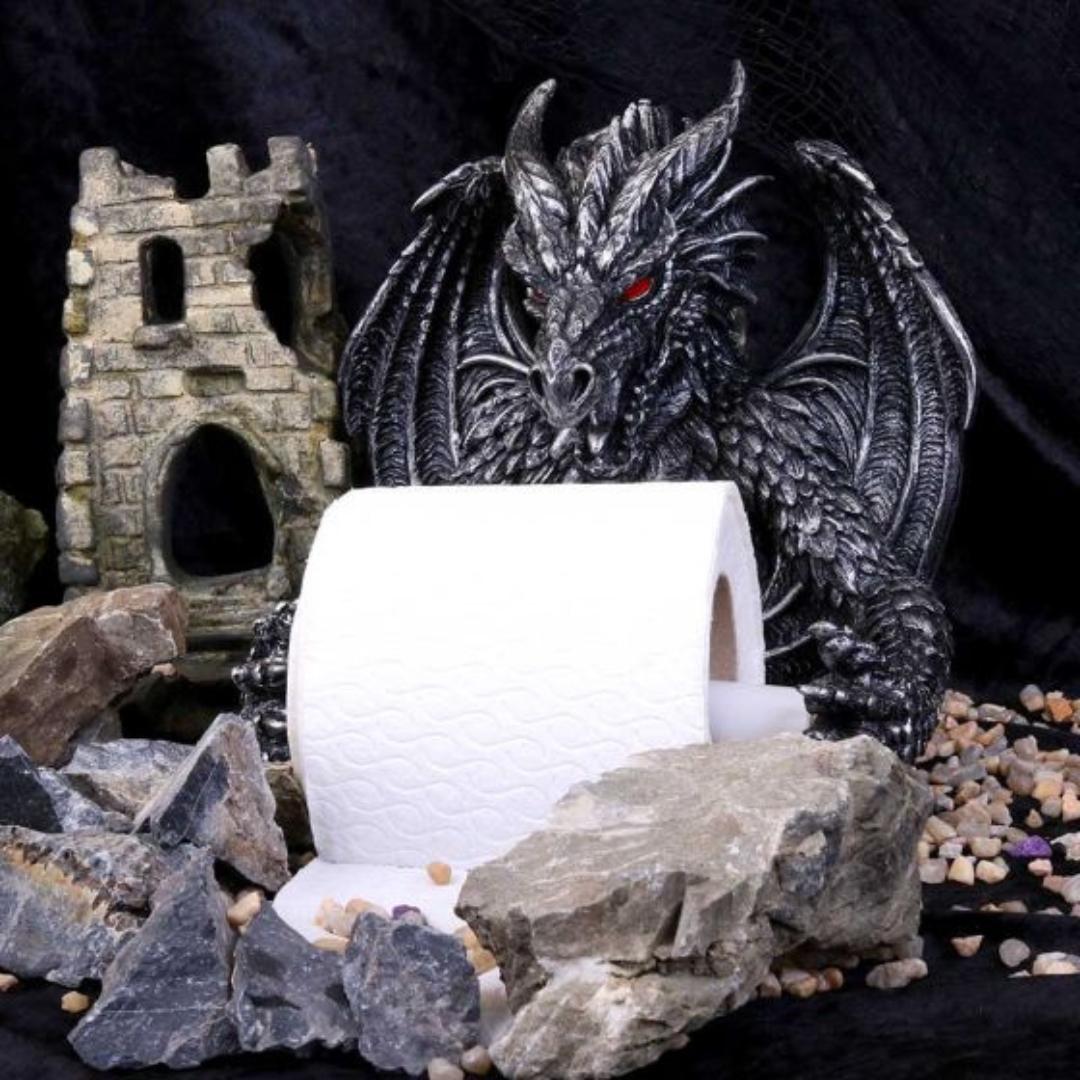 Obsidian Menacing Gothic Dragon Toilet Roll Holder