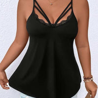 Thumbnail for Black Lace Cami Top - Plus Sized Only