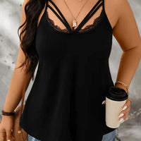 Thumbnail for Black Lace Cami Top - Plus Sized Only