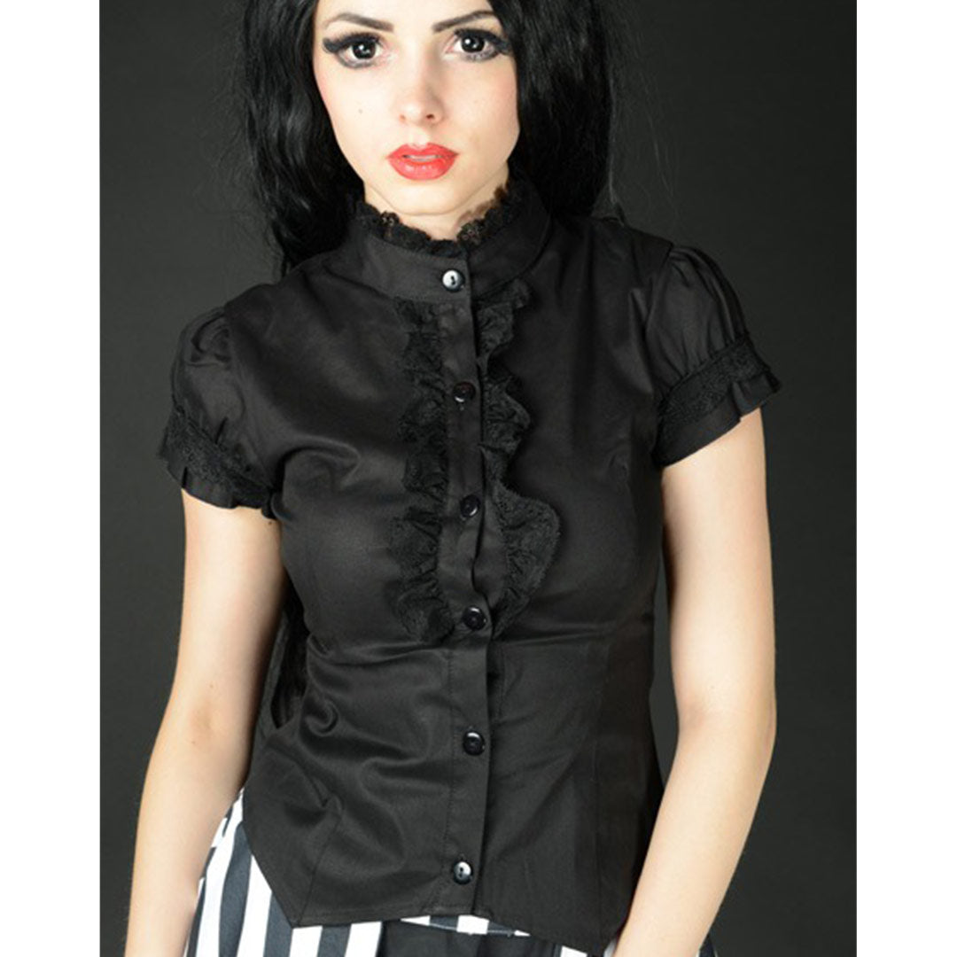 Black lace blouse outlet short sleeve