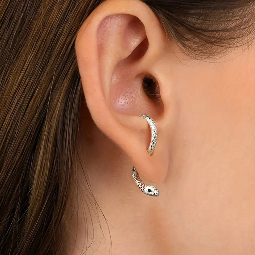 Silver Snake Earring