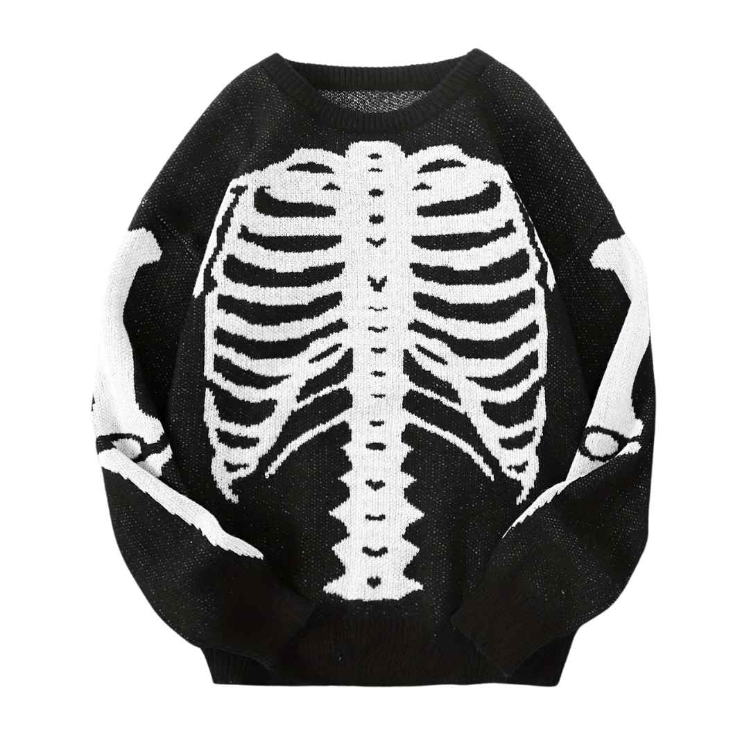 "Rest in Pieces” Skeleton Knit Sweater