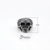 Thumbnail for Stainless Steel Decorated Day of the Dead Sugar Skull Ring