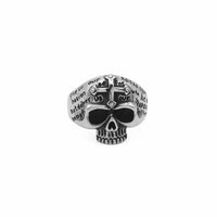 Thumbnail for Stainless Steel Skull Ring with Cross and Script Engraving