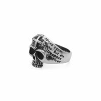 Thumbnail for Stainless Steel Skull Ring with Cross and Script Engraving