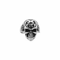Thumbnail for Stainless Steel Skull Ring with Tribal Carved Design