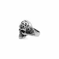 Thumbnail for Stainless Steel Skull Ring with Tribal Carved Design