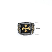 Thumbnail for Stainless Steel Antiqued Two Tone Cross Casting Men's Rings