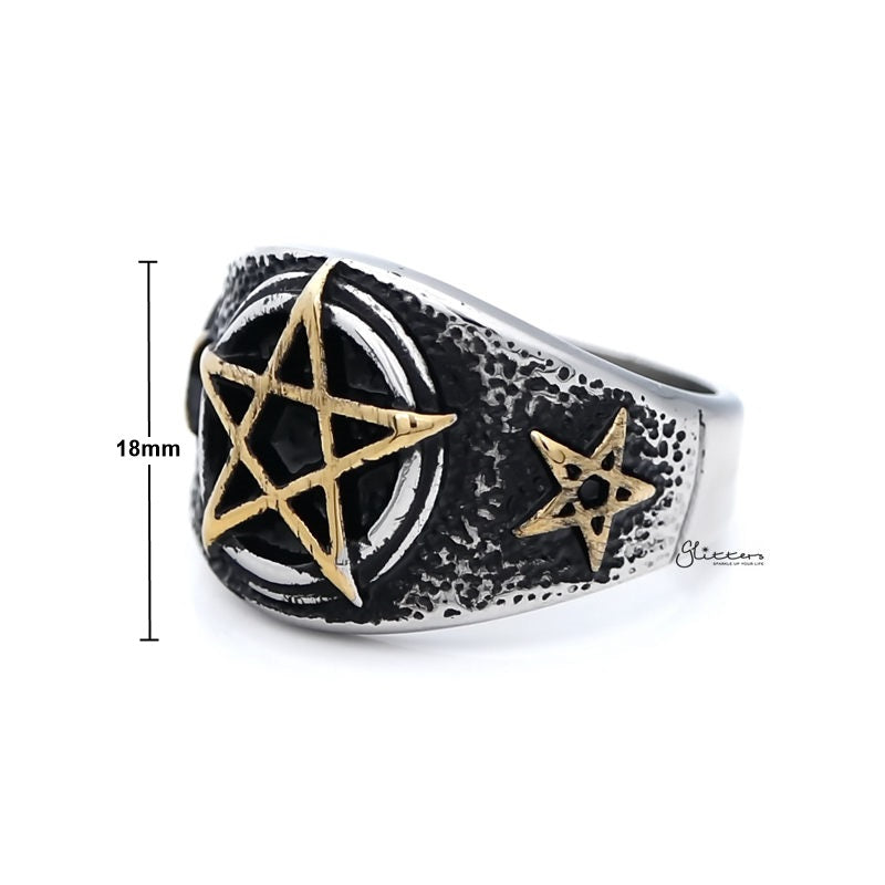 Gold Star Symbol Stainless Steel Men's Ring
