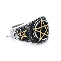 Thumbnail for Gold Star Symbol Stainless Steel Men's Ring