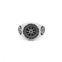 Thumbnail for Valknut Stainless Steel Ring with Helm of Awe Symbol