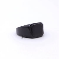 Thumbnail for Stainless Steel Square Flat Top Signet Ring - Black