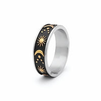 Thumbnail for Stainless Steel Sun Moon Stars Ring - Gold