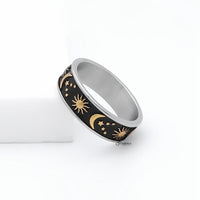 Thumbnail for Stainless Steel Sun Moon Stars Ring - Gold
