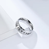 Thumbnail for Stainless Steel Viking Norse Rune Ring - Silver