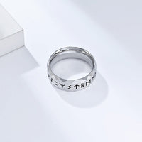 Thumbnail for Stainless Steel Viking Norse Rune Ring - Silver