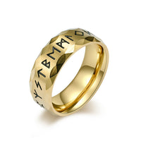 Thumbnail for Stainless Steel Viking Norse Rune Ring - Gold