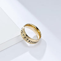 Thumbnail for Stainless Steel Viking Norse Rune Ring - Gold