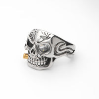 Thumbnail for Stainless Steel Skull with Gold Bullet Ring