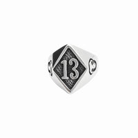 Thumbnail for Stainless Steel Number 13 and Skulls Ring