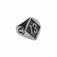 Thumbnail for Stainless Steel Number 13 and Skulls Ring