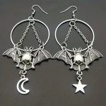 Moon and Star Bat Earrings