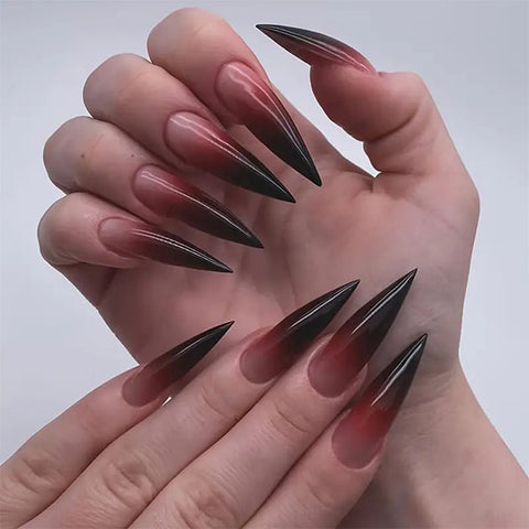 Wine Red Stiletto Nails