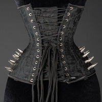 Thumbnail for Black Brocade Extreme Waist Clasp Spike Corset