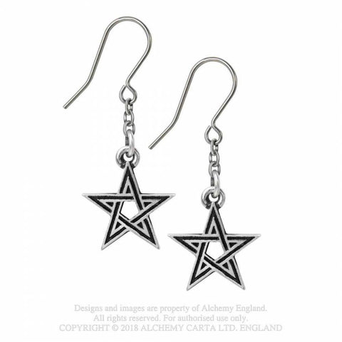 Black Star Dropper Earrings