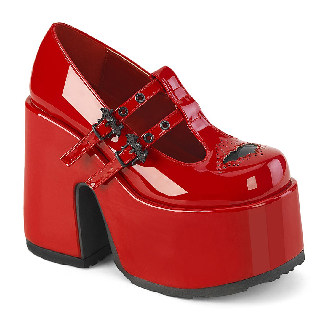 Camel-55 Platform Heels - Red Patent