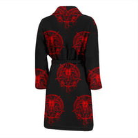 Thumbnail for Red Brutal Baphomet Men's Bath Robe