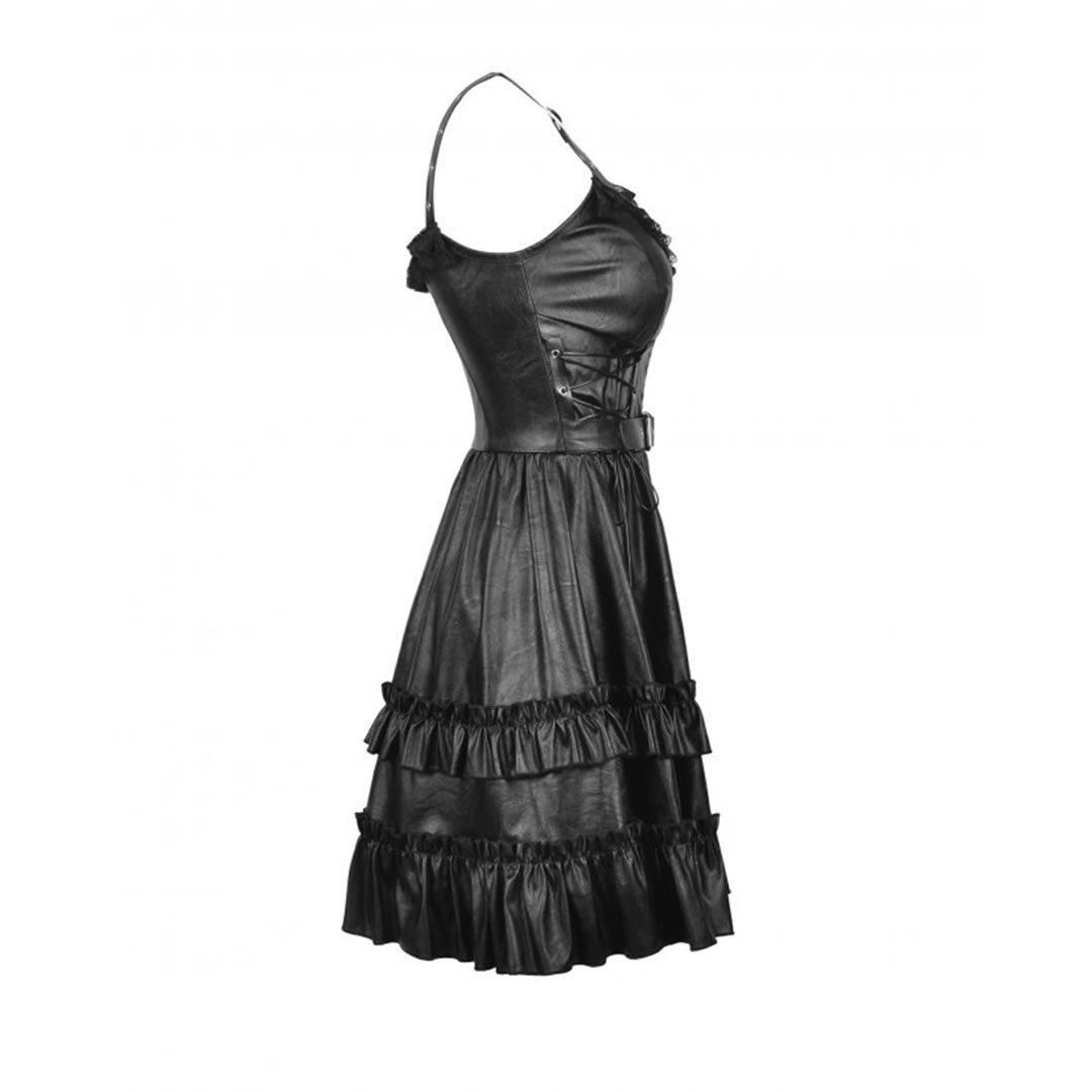 Rebel Locomotive Girl Faux Leather Strap Dress