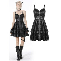 Thumbnail for Rebel Locomotive Girl Faux Leather Strap Dress