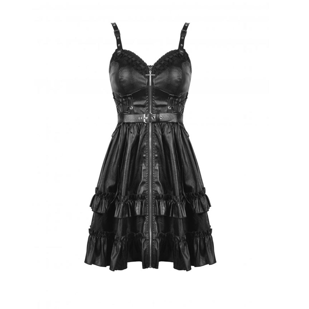 Rebel Locomotive Girl Faux Leather Strap Dress