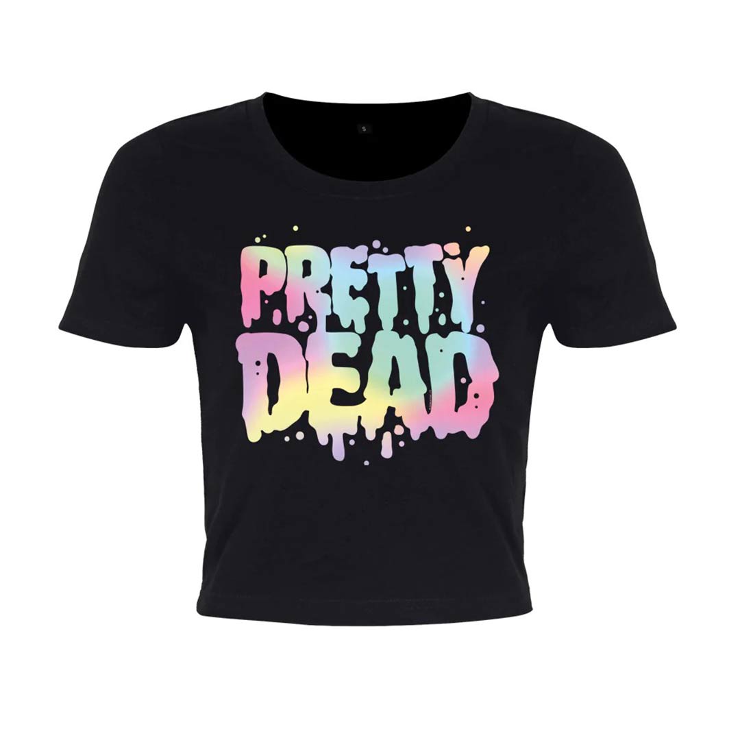 Pretty Dead Pastel Goth Black Crop Top