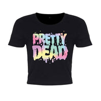 Thumbnail for Pretty Dead Pastel Goth Black Crop Top