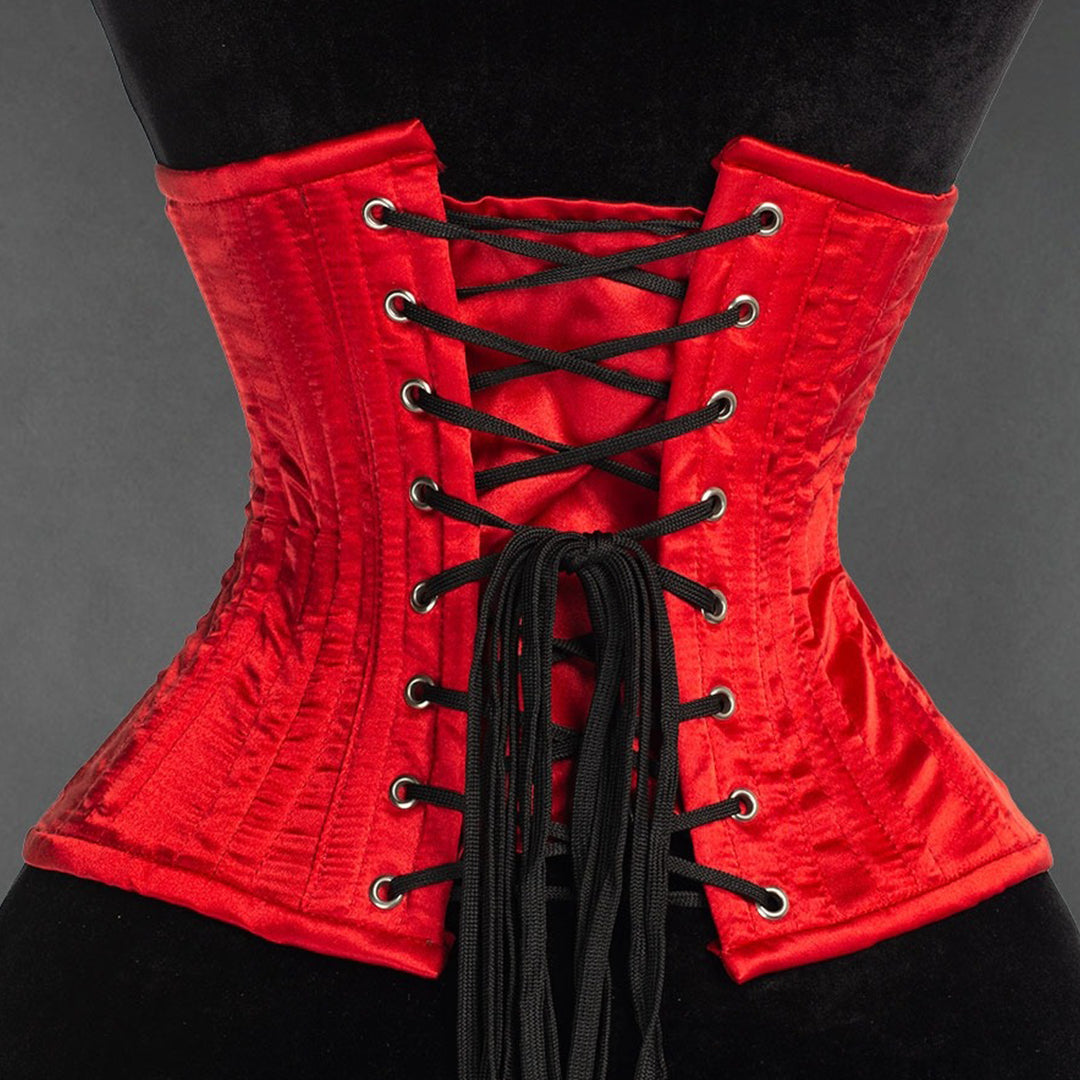 Red Satin Double Boned Waist Cincher