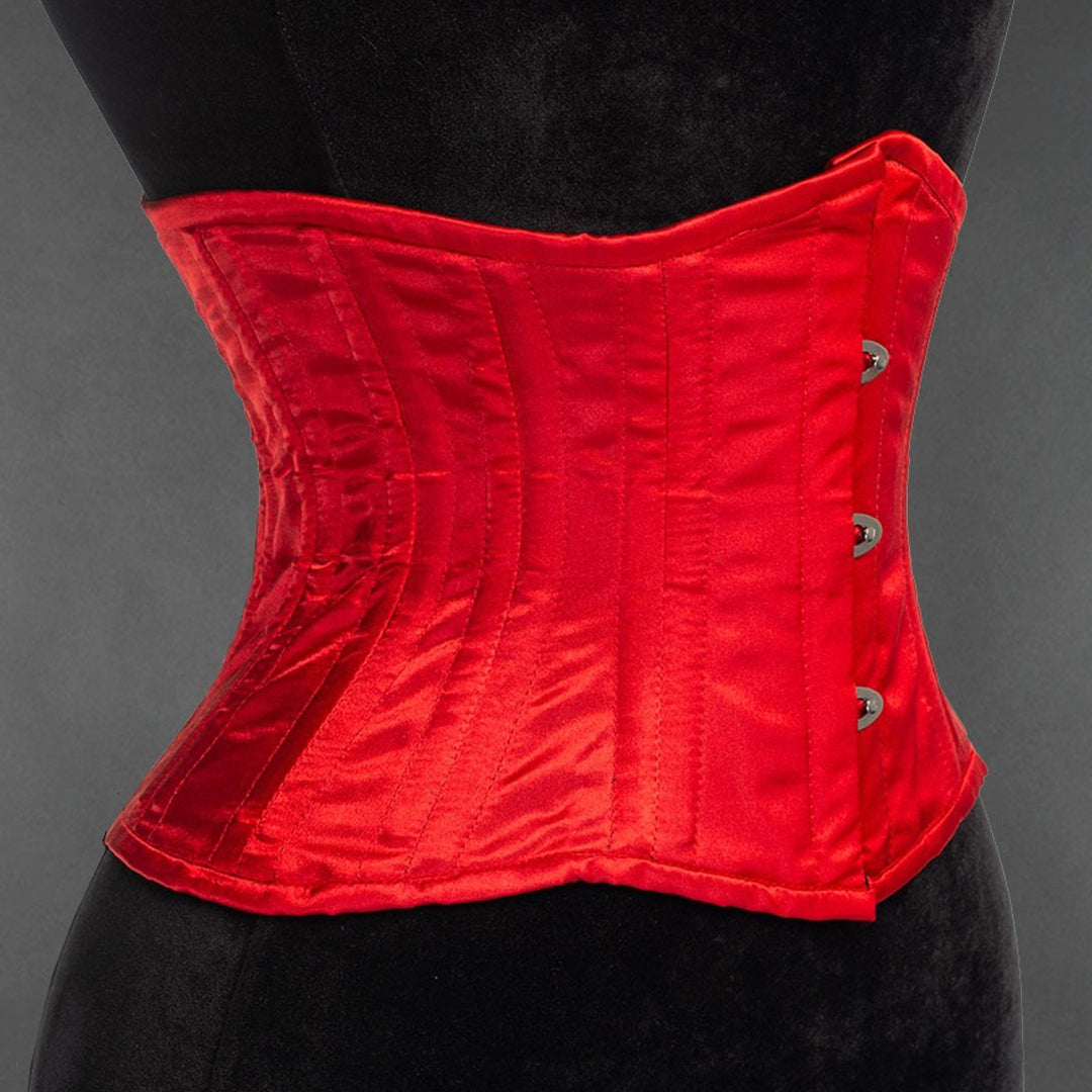 Red Satin Double Boned Waist Cincher