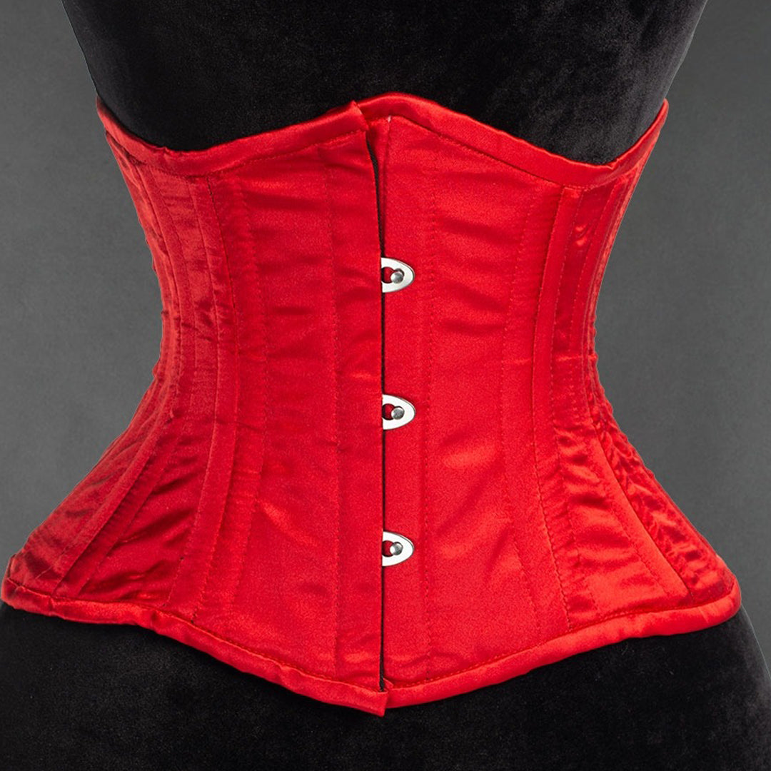 Red Satin Double Boned Waist Cincher