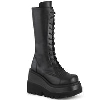 Thumbnail for Shaker-72 Wedge Platform Boots - Black Vegan Leather